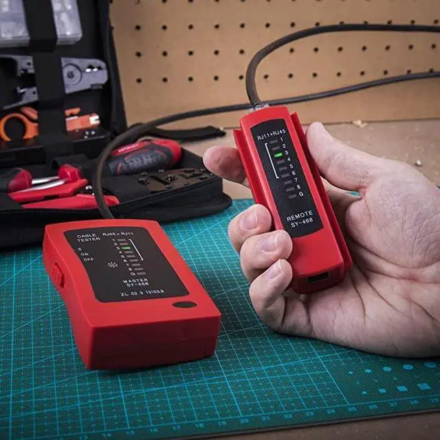 Alt view image 5 of 7 - 9pc Network Cable Tester Tool Kit Set for CAT5, CAT6, RJ11, RJ45. Ethernet LAN Crimper, Punchdown, Coax Stripper & More