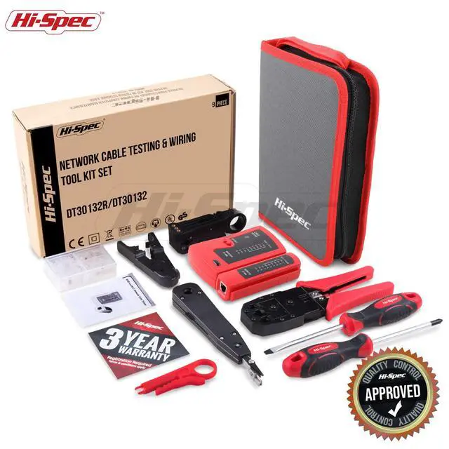 Alt view image 7 of 7 - 9pc Network Cable Tester Tool Kit Set for CAT5, CAT6, RJ11, RJ45. Ethernet LAN Crimper, Punchdown, Coax Stripper & More