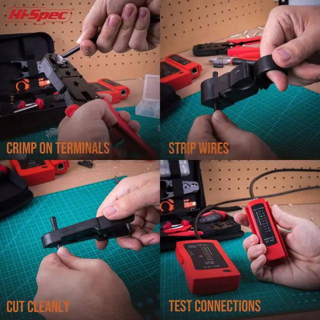 Alt view image 6 of 7 - 9pc Network Cable Tester Tool Kit Set for CAT5, CAT6, RJ11, RJ45. Ethernet LAN Crimper, Punchdown, Coax Stripper & More