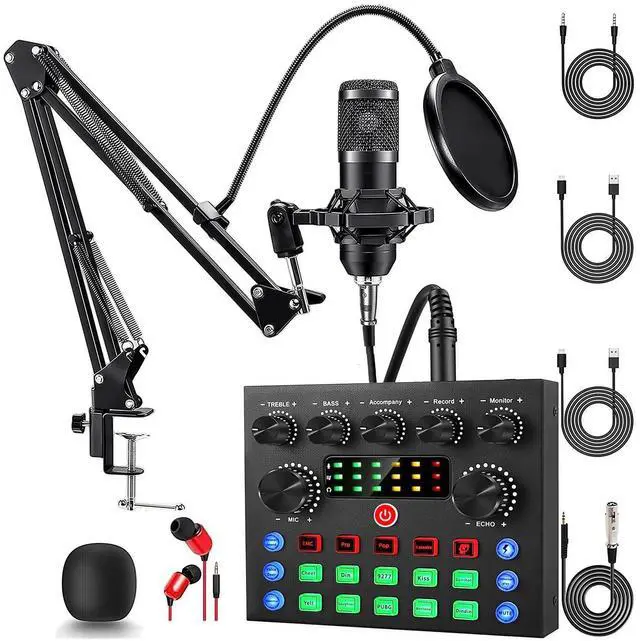 Main image of Podcast Equipment Bundle, Podcast Microphone Bundle with BM-800 Microphone & V8s Sound Card, Recording Studio Equipment for Singing, Gaming, Live Streaming and YouTube Tiktok