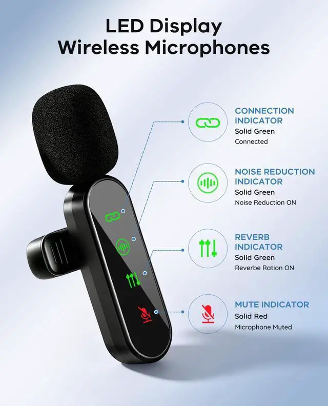 Alt view image 4 of 7 - 4 Packs Wireless Lavalier Microphone for iPhone/Android/Camera, Upgraded Mini Microphone with Noise Reduction, Mic for Video Recording, Podcasts, YouTube, TikTok, and Vlogging