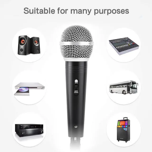 Alt view image 5 of 7 - Dynamic Karaoke Microphone for Singing, Metal Handheld Wired Microphone, 13ft Cable and Magnetic Switch, Perfect for Speakers, Karaoke Machines, Amplifiers, Mixers (Black)