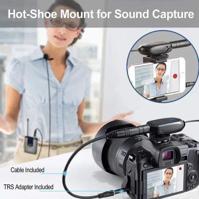 Alt view image 2 of 7 - Wireless Headset Lavalier Microphone System Wireless Lapel Mic Best for iPhone, DSLR Camera, PA Speaker, YouTube, Podcast, Video Recording, Conference, Vlogging, Church, Interview, Teaching