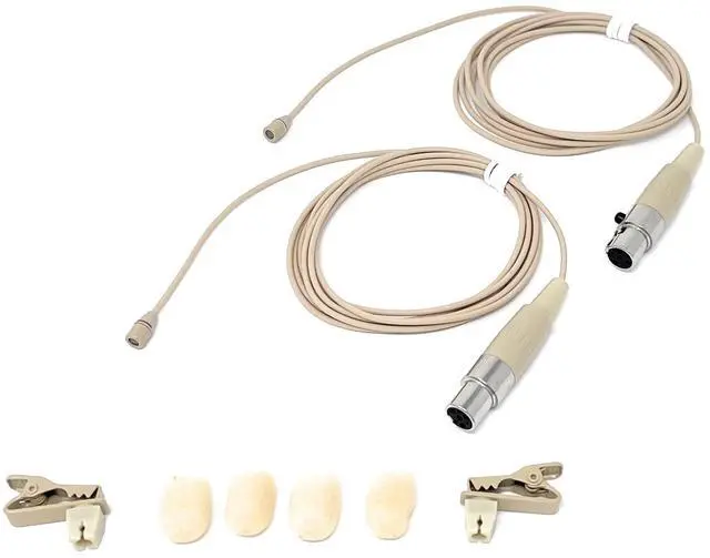 Alt view image 2 of 5 - Pair of Lavalier Lapel Mics w/ 4 pin Mini XLR TA4F for Shure Wireless