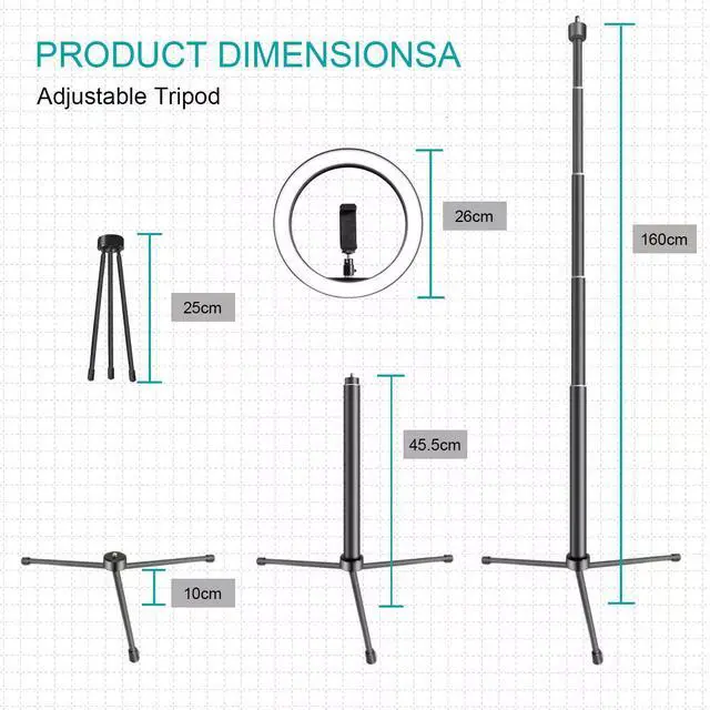 Alt view image 4 of 7 - 10" Selfie Ring Light with 10" Stand and 60" Selfie Stick, 3 Color Light Adjustment Suitable for Phones and Cameras, Makeup/Live Streaming/Taking Photos