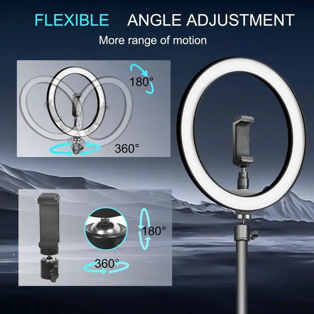 Alt view image 6 of 7 - 10" Selfie Ring Light with 10" Stand and 60" Selfie Stick, 3 Color Light Adjustment Suitable for Phones and Cameras, Makeup/Live Streaming/Taking Photos