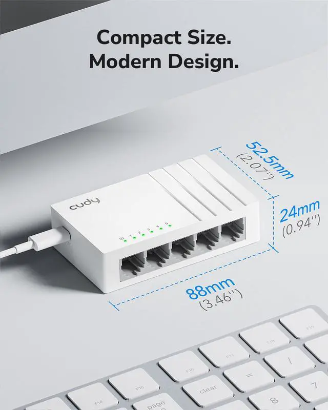 Alt view image 6 of 7 - 5 Port Gigabit Ethernet Switch with USB-C Power Jack Desktop Ethernet Splitter Plastic Case Unshielded Switch Plug & Play Fanless Unmanaged
