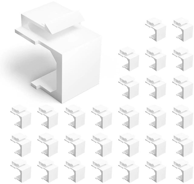 Main image of UL Listed Keystone Blank Insert for Keystone Wall Plate, White 30-Pack | UL Listed for Safety, Compatible with Keystone Wall Plate and Patch Panel