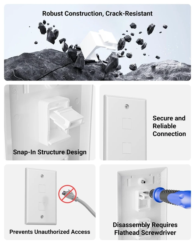 Alt view image 4 of 7 - UL Listed Keystone Blank Insert for Keystone Wall Plate, White 30-Pack | UL Listed for Safety, Compatible with Keystone Wall Plate and Patch Panel