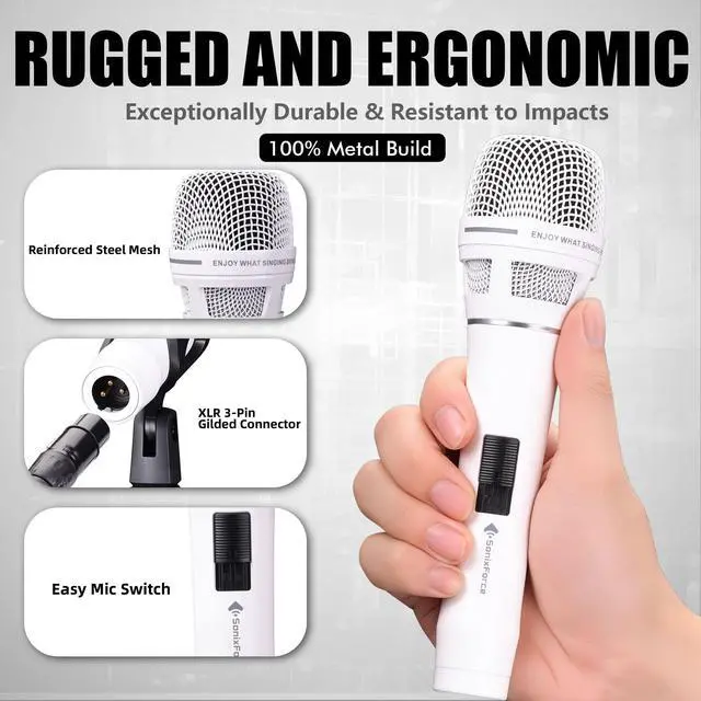 Alt view image 2 of 7 - Dynamic Microphone - Premium Handheld Wired Mic with 16ft XLR to 1/4" Audio Cable - Professional Cardioid Vocal Microphone for Singing, Speaking, Karaoke & Living Stage