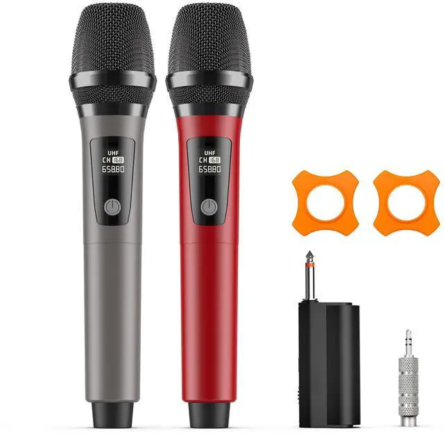 Main image of Wireless Microphones, Professional Dual Karaoke Microphones, Wireless Dynamic Microphone System Set with Rechargeable Receiver for Home Party, Speech, Wedding, Church, PA System