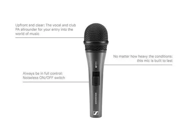 Alt view image 3 of 6 - E825-S Handheld Cardiod Dynamic Microphone with On/Off Switch