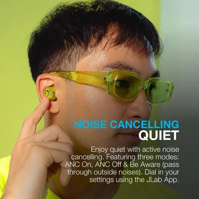Alt view image 2 of 7 - Go Pop ANC, True Wireless Earbuds, Active Noise Cancelling, Bluetooth Earbuds, Transparent Neon Green