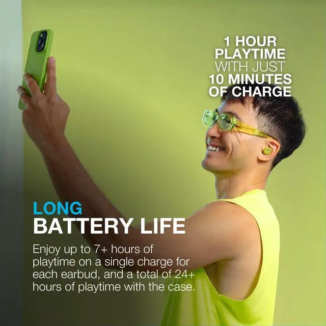 Alt view image 3 of 7 - Go Pop ANC, True Wireless Earbuds, Active Noise Cancelling, Bluetooth Earbuds, Transparent Neon Green