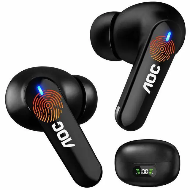 Main image of Wireless Earbuds, Bluetooth 6.0 Earbuds with Noise Cancelling Clear Call Pure Sound Bass 45hrs Playtime Bluetooth Earphones with LED Display Light Weight Dual EQ System for Phones/Laptop/Sports