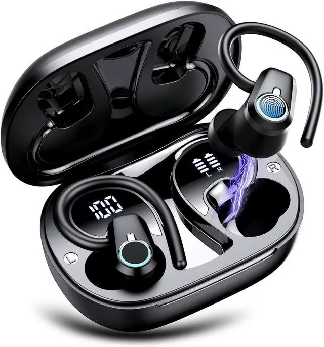 Main image of Wireless Earbuds, 2023 Bluetooth Headphones 5.3 Sport, 50H Ear buds with Earhooks, Dual LED DisplayBluetooth Earbuds, Deep Bass Stereo Noise Cancelling Headphones, IP7 Waterproof Running Earphones