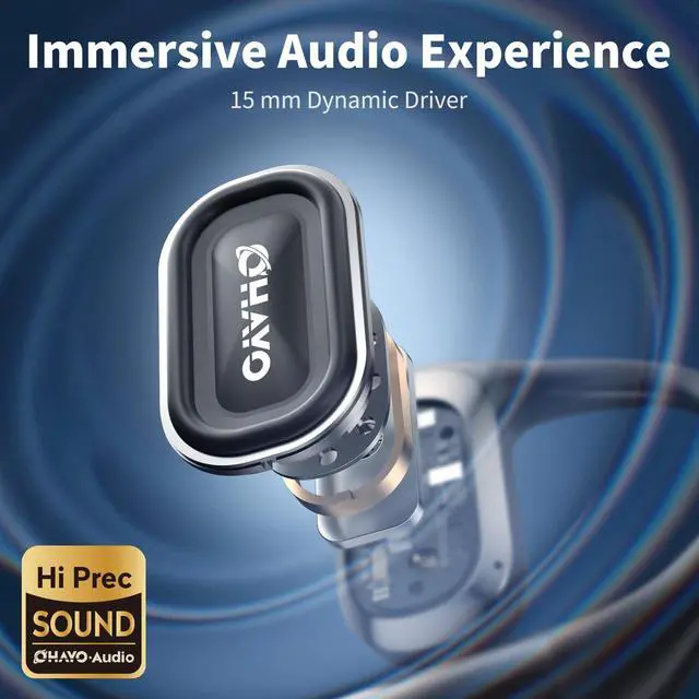 Alt view image 4 of 7 - Open Ear Headphones,Over Ear Earbuds with Ergonomic Earhook,Bluetooth Headphones 5.4 with Smart Digital Display,40H Playtime,IPX6 Waterproof,Touch Control Operate Fit Cycling,Running,Workout