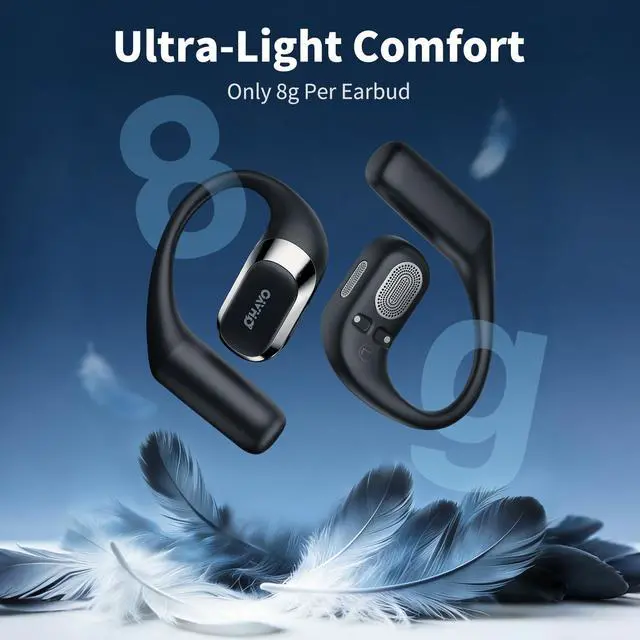 Alt view image 6 of 7 - Open Ear Headphones,Over Ear Earbuds with Ergonomic Earhook,Bluetooth Headphones 5.4 with Smart Digital Display,40H Playtime,IPX6 Waterproof,Touch Control Operate Fit Cycling,Running,Workout