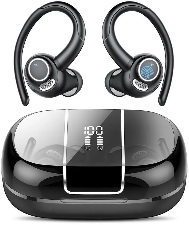 Main image of Wireless Earbuds Bluetooth 5.3 Headphones Sports, 48H Earphone with ENC Mic, Stereo Deep Bass Bluetooth Earbuds with Secure Earhooks, LED Display, IPX7 Waterproof Over Ear Buds for Running/Gym/Workout