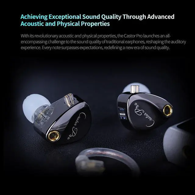 Alt view image 4 of 7 - KZ Castor Pro Tunable in Ear Monitor, HiFi Improved Bass in Ear Headphone, Dual-Dynamic Driver Gaming Earbuds, IEM Earphones with 2PIN-C Detachable CableBlack, with Mic