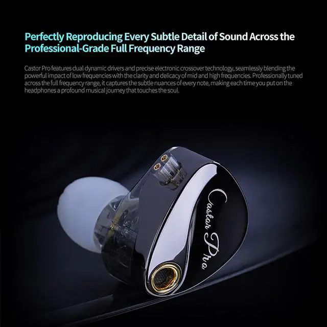 Alt view image 5 of 7 - KZ Castor Pro Tunable in Ear Monitor, HiFi Improved Bass in Ear Headphone, Dual-Dynamic Driver Gaming Earbuds, IEM Earphones with 2PIN-C Detachable CableBlack, with Mic
