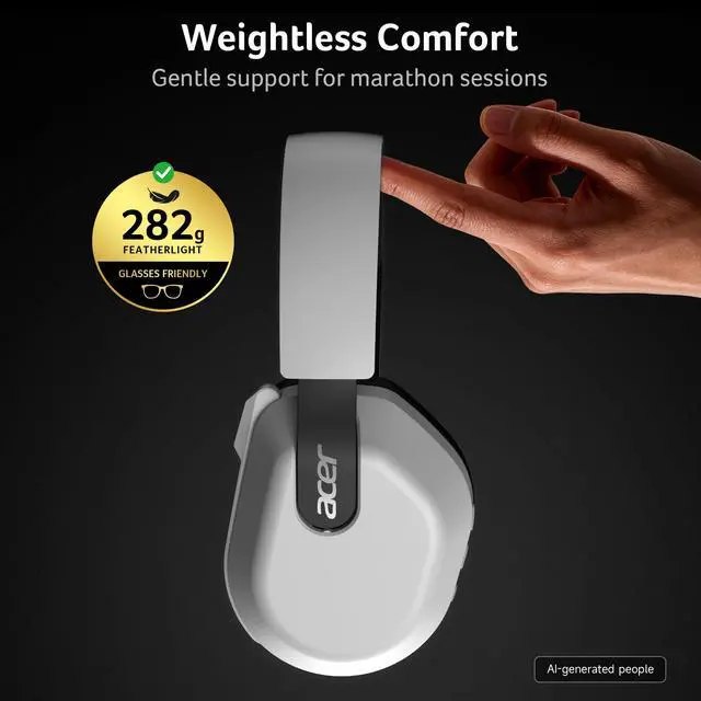 Alt view image 3 of 7 - Wireless Gaming Headset for PS5, PS4, PC, Switch, 2.4GHz & Bluetooth 6.0 Gaming Headphone with Flip-to-Mute Mic, Lightweight Glasses-Friendly, 70H Battery - White