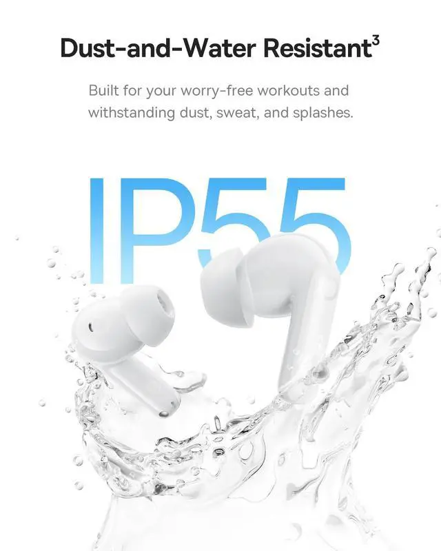 Alt view image 6 of 7 - Bass BP1 Pro Noise Cancelling Wireless Earbuds, Real-Time Adaptive Noise Cancelling, Adaptive Active EQ, LDAC Hi-Res Sound, 6-Mic AI Clear Calls, 55H Playtime, IP55 Waterproof, Bluetooth 6.0