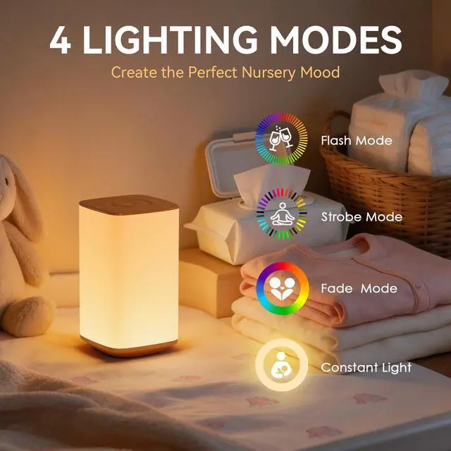Alt view image 7 of 7 - Baby Night Light for Nursery, 4000mAh Rechargeable Night Lamp with Remote & Touch Control, Dimmable Light + 256 RGB Colors, 1/2/4/6H Timer for Breastfeeding, Diaper Changes, Kids Bedroom