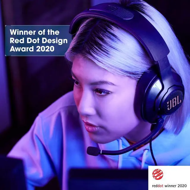 Alt view image 2 of 7 - Quantum 400 - Wired over-ear gaming headset with game-chat balance dial, JBL QuantumSURROUND and DTS, Voice focus directional flip-up mic and memory foam ear cushions (Black)