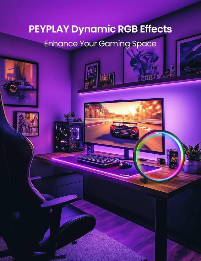 Alt view image 3 of 7 - Smart LED Table Lamp, RGB+IC Lighting, Color Changing Night Light, Music Sync, DIY Mode, Stepless Dimming, App & Voice Control (2.4GHz WiFi), Works with Alexa & Google, for Bedroom & Gaming