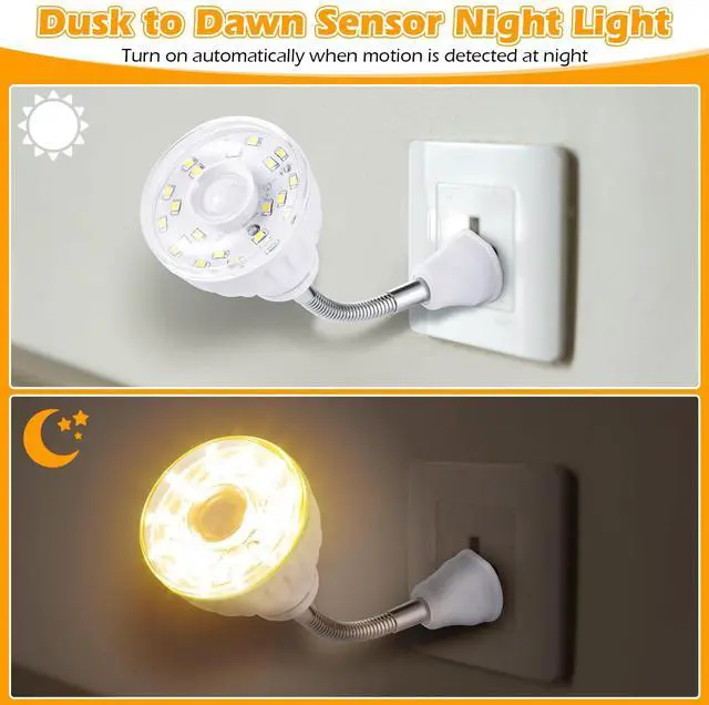 Alt view image 4 of 7 - 3 Pack Motion Activated LED Night Light Plug in Smart Dusk Dawn Sensor Light PIR Infrared Sensor Motion Detector Lamp Flexible Rotating for Hallway Stairway Garage Basement(Warm White)