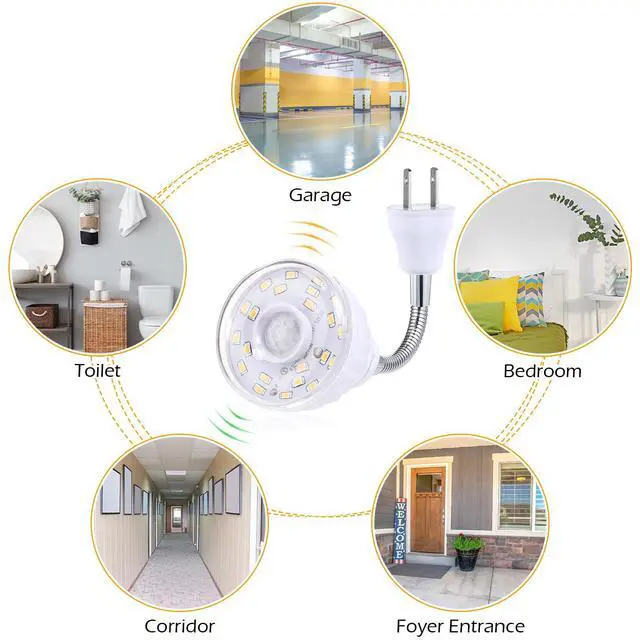 Alt view image 7 of 7 - 3 Pack Motion Activated LED Night Light Plug in Smart Dusk Dawn Sensor Light PIR Infrared Sensor Motion Detector Lamp Flexible Rotating for Hallway Stairway Garage Basement(Warm White)