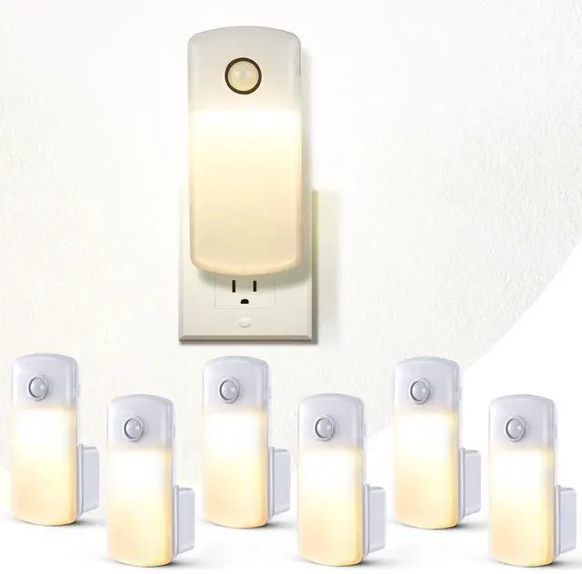 Main image of 6 Pack Emergency Power Failure Night Lights, Motion Sensor Night Light, Automatic Dusk to Dawn, Emergency Lights for Home, Bedrooms, Hallways, Black Outs, Rechargeable