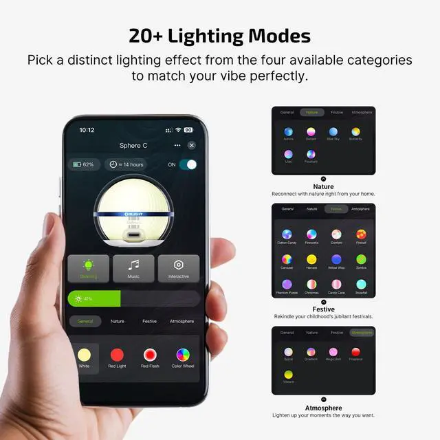 Alt view image 7 of 7 - Sphere C Smart Night Light, USB-C Rechargeable, Ambient Table Lamp with APP Control, 75 Lumens RGB Dimmable Bedside lamp, Portable for Parties, Camping, Decoration (Type-C Cable Excluded)