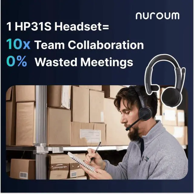 Alt view image 2 of 7 - HP31S(2nd Gen) Single Ear Wireless Headset with Mic, Bluetooth Headset with Noise Cancelling Microphones, Charging Stand, One Ear, Multi-Point/Mute, 45H Playback for Trucker/Call Center/Office