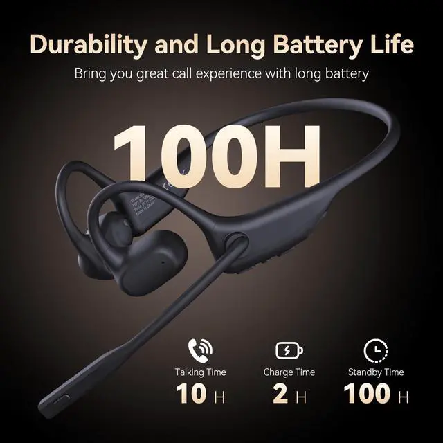 Alt view image 6 of 7 - Open Ear Headphones with Mic, Wireless Headset with AI Noise Cancellation Microphone Bluetooth 5.3 Bluetooth Headset with Mic Air Conduction Headphones for Work Call Meeting Driving