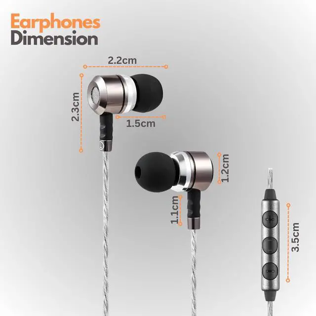 Alt view image 6 of 7 - SP3060VC Wired Earbuds with Mic, in Ear Headphones with Deep Bass, Noise Isolating Earphones, 10mm Drivers, Tangle Free Cable, 3.5mm Jack