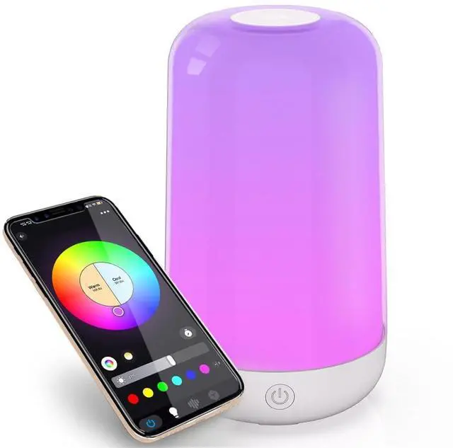 Main image of Smart Touch Table Lamp Works with App, Dimmable Small RGB Bedside Bed Lamp for Bedroom, Cordless LED Night Desk Lamp Rechargeable Color Changing Nightstand Mood Cozy Lamp for Living Room Baby Nursery.