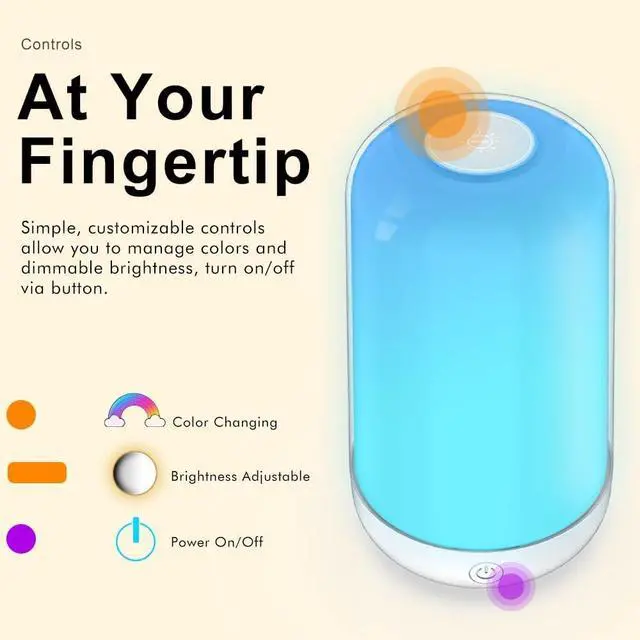 Alt view image 2 of 6 - Smart Touch Table Lamp Works with App, Dimmable Small RGB Bedside Bed Lamp for Bedroom, Cordless LED Night Desk Lamp Rechargeable Color Changing Nightstand Mood Cozy Lamp for Living Room Baby Nursery.