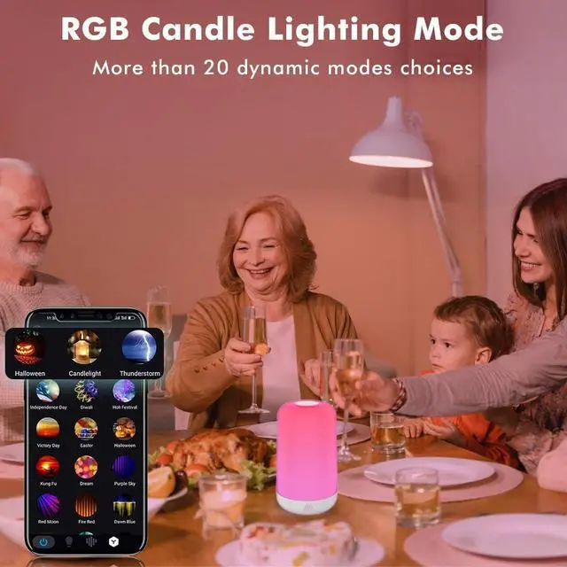 Alt view image 4 of 6 - Smart Touch Table Lamp Works with App, Dimmable Small RGB Bedside Bed Lamp for Bedroom, Cordless LED Night Desk Lamp Rechargeable Color Changing Nightstand Mood Cozy Lamp for Living Room Baby Nursery.