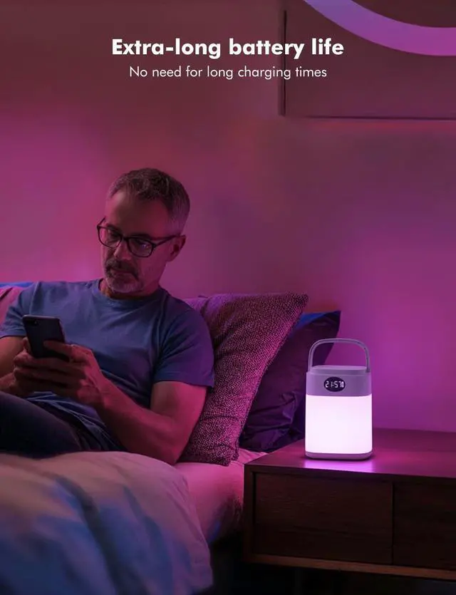 Alt view image 5 of 7 - RGB Touch Table Lamp, Dimmable Small RGB Bedside Bed Lamp for Bedroom, Cordless LED Night Desk Lamp Rechargeable Color Changing Nightstand Mood Cozy Lamp for Living Room Baby Nursery