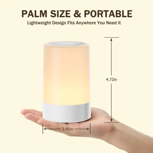 Alt view image 2 of 7 - Nursery Night Light for Baby, Portable LED Touch Night Lamp for Kids and Adult, Breastfeeding, Sleep Aid, USB Rechargeable Nursing Lamp, Bedside Dimmable Warm Night Light, Soft Eye Caring