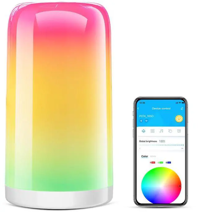 Main image of Smart RGBCW+IC Table Lamp - Touch Control, Dimmable Night Light, Plug-in Design; Compatible with Alexa & Google Assistant. A Stylish Decorative Gift.