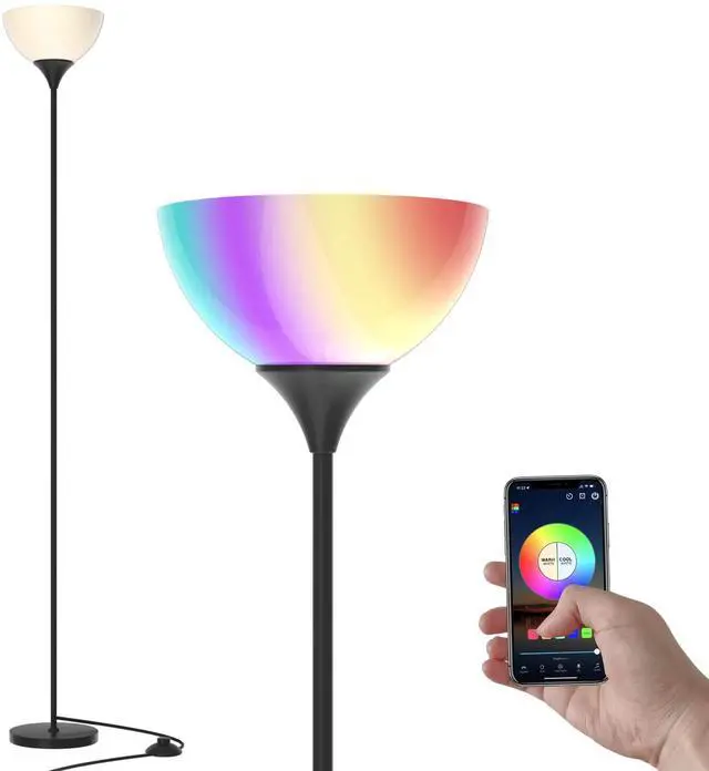 Main image of Smart RGB Floor Lamps Work with Alexa, Google Assistant WiFi App, Modern Color Changing Floor Lamp, Dimmable Corner Floor Lamp for Living Room, Bedroom and Play Room (Without Remote Control)