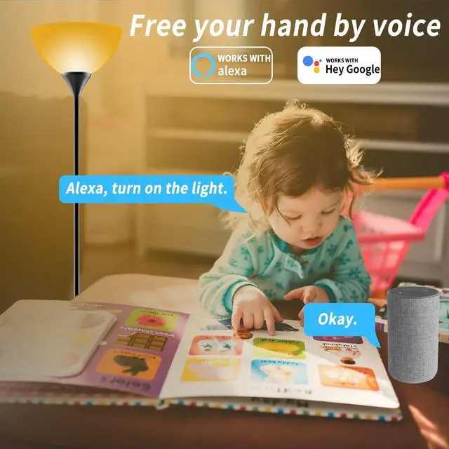 Alt view image 4 of 7 - Smart RGB Floor Lamps Work with Alexa, Google Assistant WiFi App, Modern Color Changing Floor Lamp, Dimmable Corner Floor Lamp for Living Room, Bedroom and Play Room (Without Remote Control)