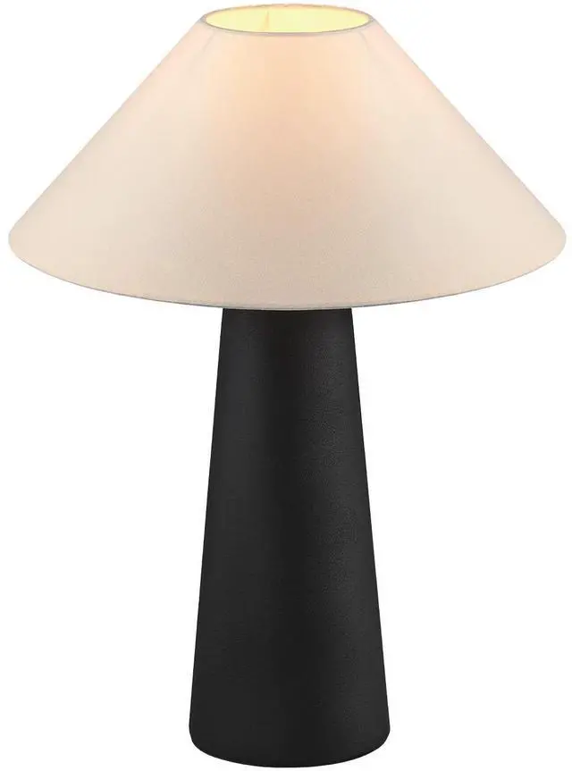 Main image of Novogratz x 18" Ceramic Table Lamp, Matte Black, Off-White Tapered Fabric Shade, in-Line Rocker Switch, 5 Ft. Clear Cord, Home Office, Desk, Living Room