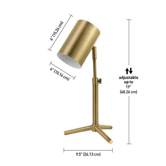 Alt view image 5 of 6 - 52097 Pratt 18" Desk Lamp, Matte Brass Finish, Adjustable Height, in-Line Rocker On/Off Switch