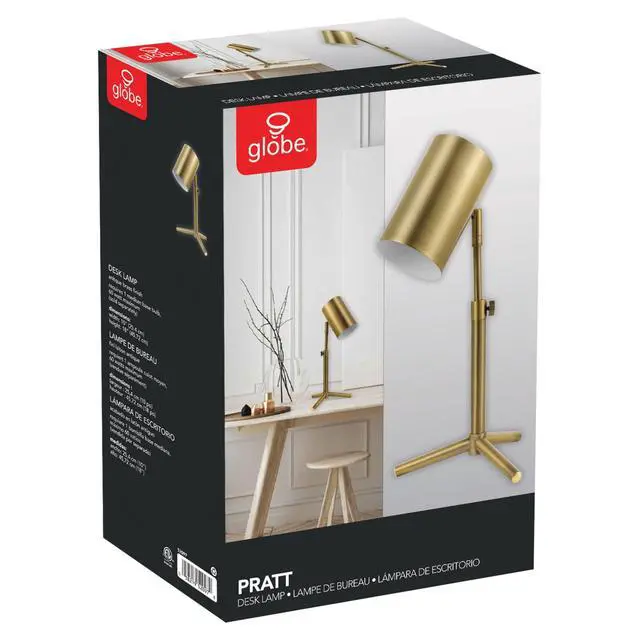 Alt view image 6 of 6 - 52097 Pratt 18" Desk Lamp, Matte Brass Finish, Adjustable Height, in-Line Rocker On/Off Switch