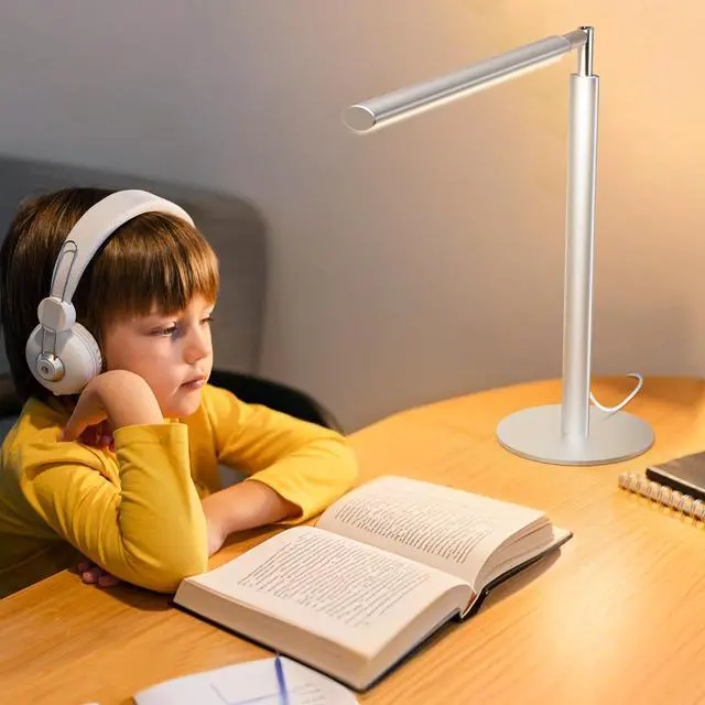 Alt view image 7 of 7 - Metal Desk Lamp for Home Office - 16'' Foldable LED Desk Light for Reading, 4 Color Temps, 15W 1200Lm Dimmable Table Lamp with Flexible Arm, Task Lamp for College Dorm Study Painting, Silver