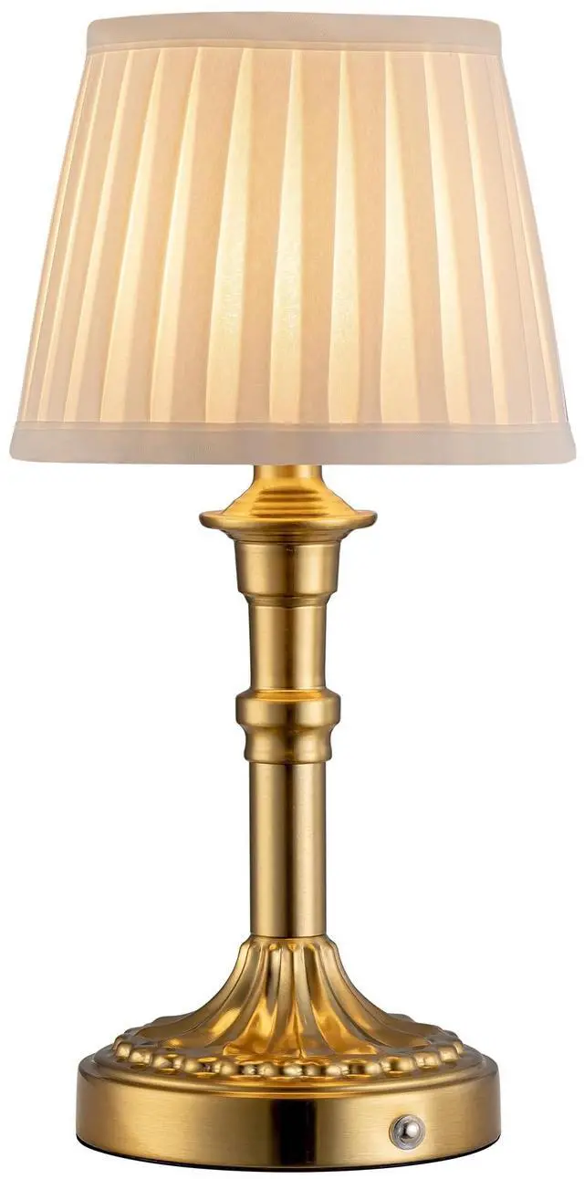 Main image of Cordless Portables Table Lamp, LED Fabric Shade Small Desk Lamps, 4000mAh Battery Powered Lighting, 2700K Stepless Dimmable Light for Living Room, Dining Room, Bedroom, Bedside (Gold)